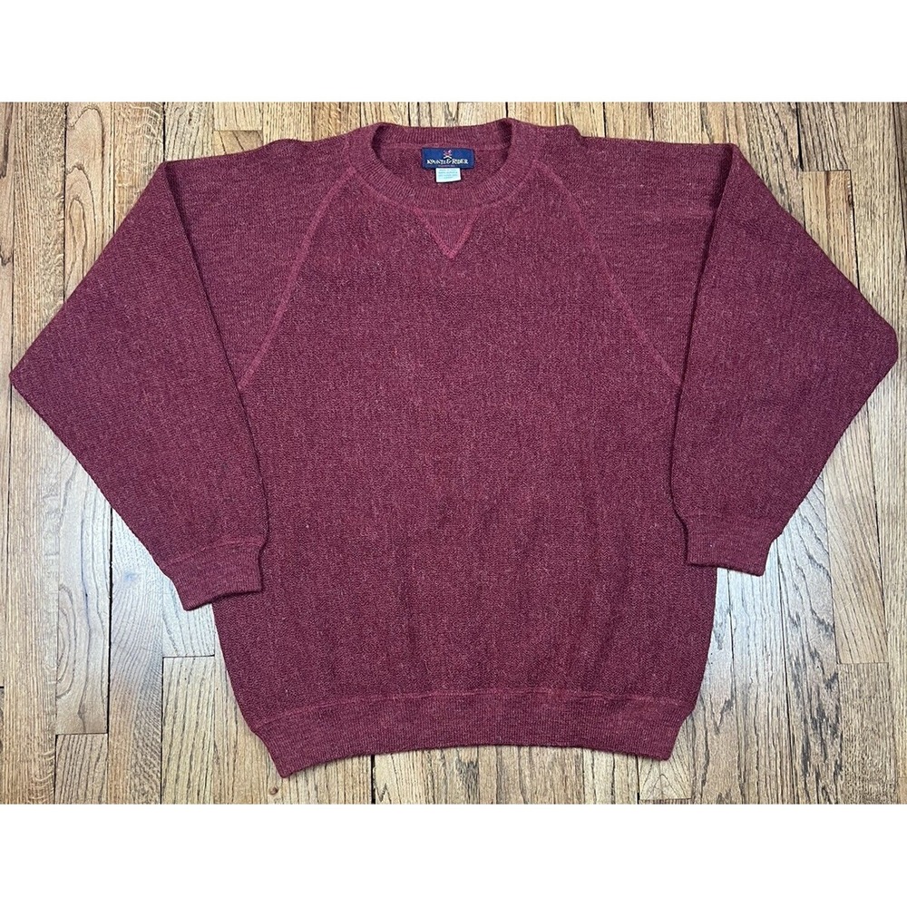 Vintage Alpaca Grandpa Crewneck Sweater Kountz & Rider Red Knit Men's Sz Large